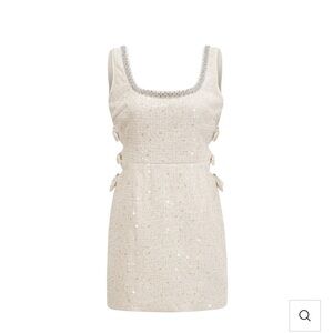 Miss Rosier Tweed Mini Dress White size medium